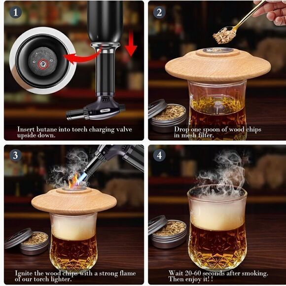 Syjunf Cocktail Whiskey Smoker Gift Set Kit with Accessories (No Butane) NEW - Picture 3 of 16